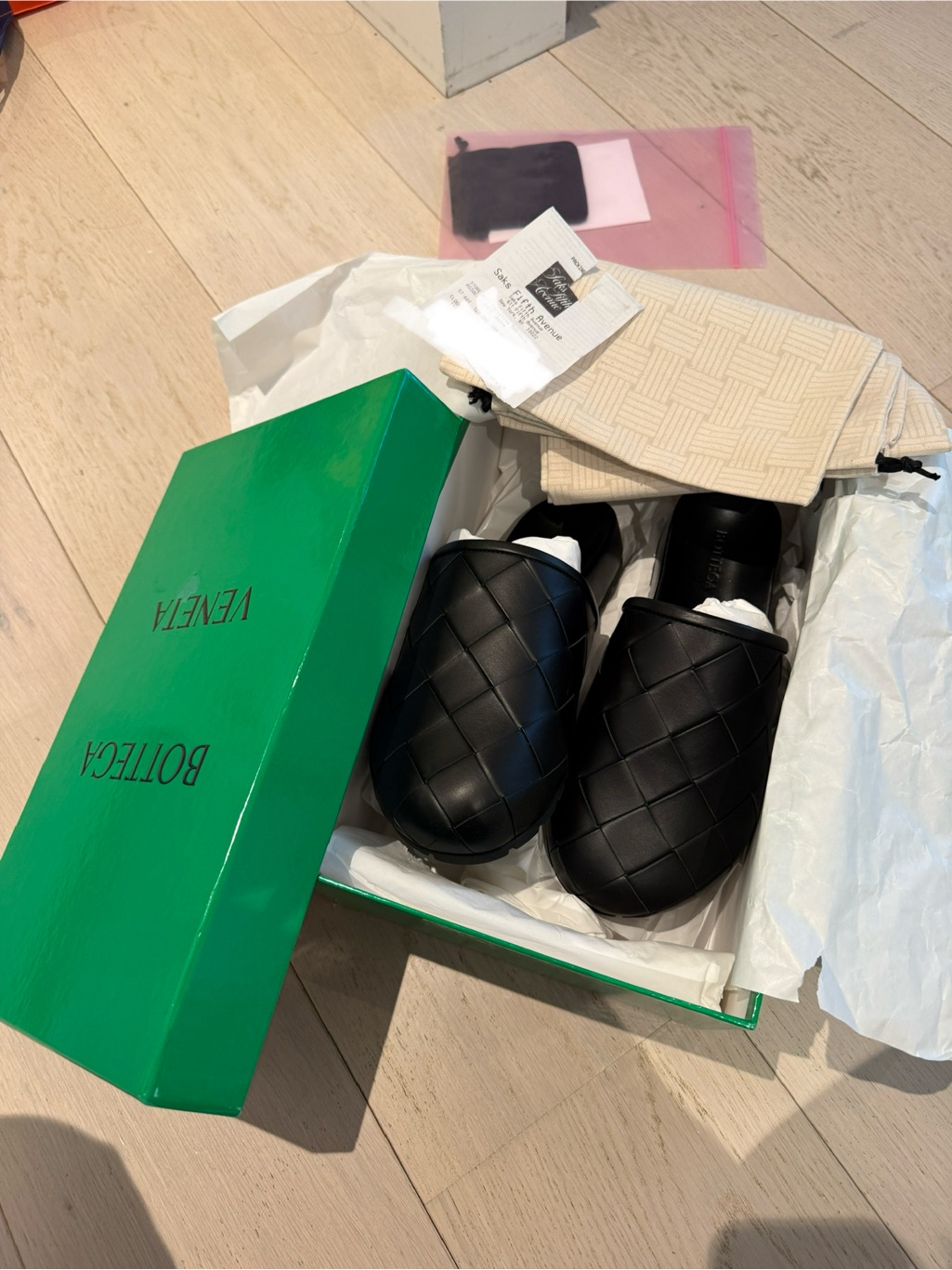 Bottega Veneta Black Quilted Leather Slide Mules